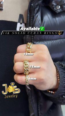 14K Solid gold Cubans rings