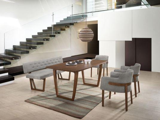 Modern Walnut & Grey Dining Set