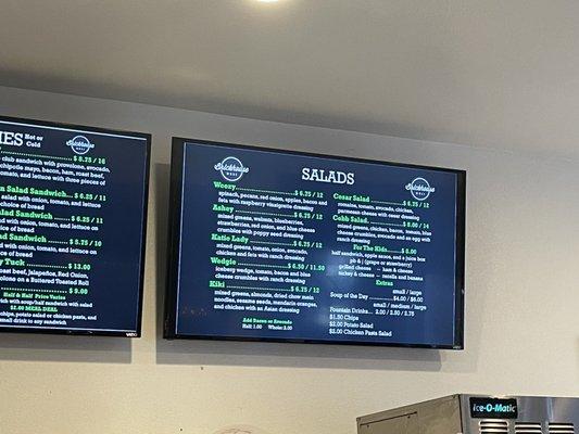 Salad menu