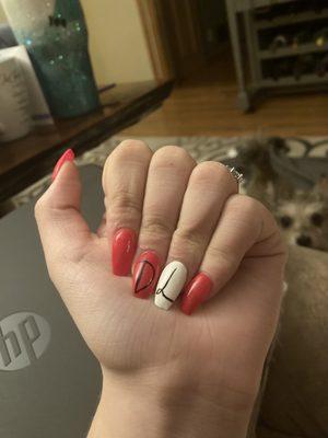 The letters are backwards and look very bad they didn't put on a top coat and now everything is sticking to the white nail