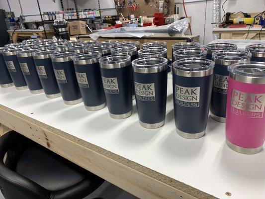 Laser Engraved Yeti tumblers