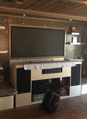 Custom TV install that we modified the mount to fit into clients designed project