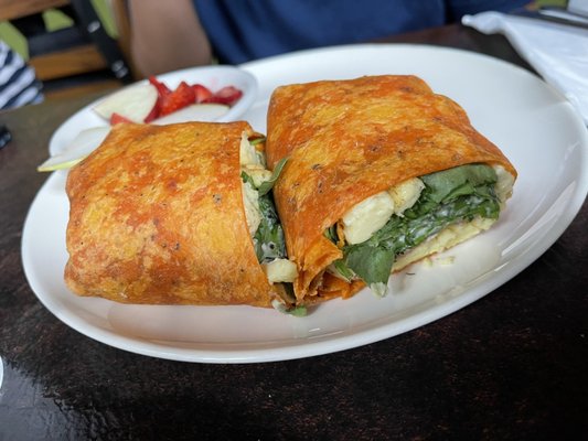 Vegan tomato basil breakfast wrap