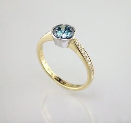 Blue Colored Diamond engagement ring