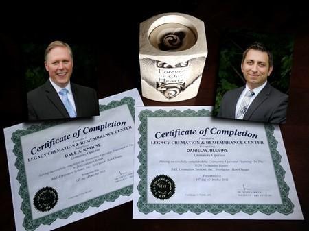 Dale Knouse and Daniel Blevins are Certified Cremationists.  Your loved one is always in our care.