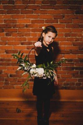 Flower girl hoop bouquet created by The Posie Shoppe