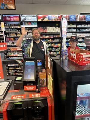 Drew and Jeremiah happy at the register