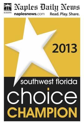 Champion 2013 Readers' Choice Award from the Naples Daily News.