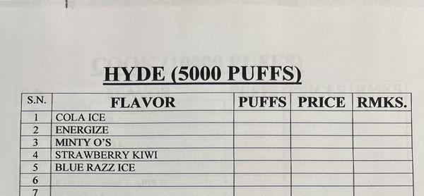 HYDE 5000 puffs !!!