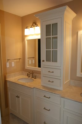 White painted Vanity Cabinets