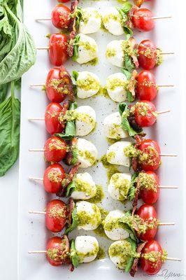 Basil Pesto Caprese Skewers