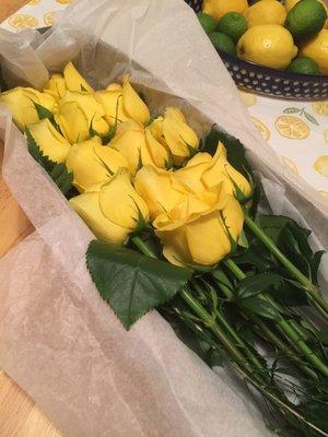 Carefully boxed roses.