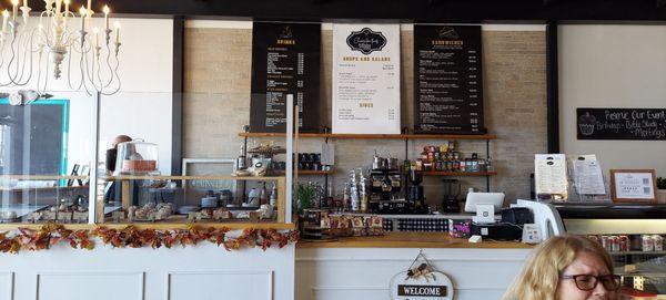 Front counter and coffee shop.