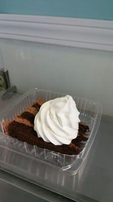 Triple chocolate decadent cake with your favorite flavor ice cream!