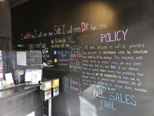 Store Policies Chalk Wall