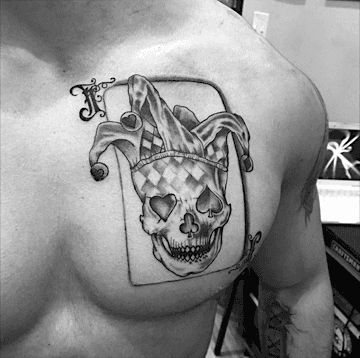 Joker tattoo (chest)