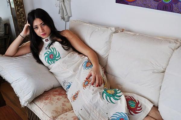 Jen Brill wearing a dress from Palm Beach Vintage