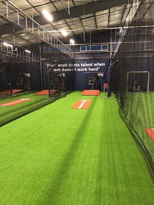 Full length baseball cages to hit and pitch in.