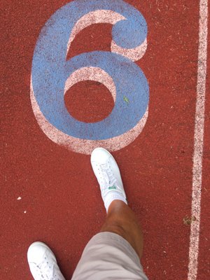 Showing off my newly cleaned kicks on the track!