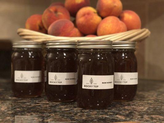 Raw honey. Variety of sizes and containers.