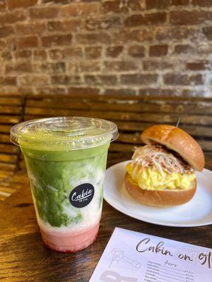 Iced Strawberry Matcha TAMA-KANI sandwich