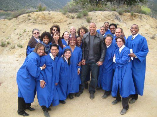 On the set of "Faster" with The Rock!