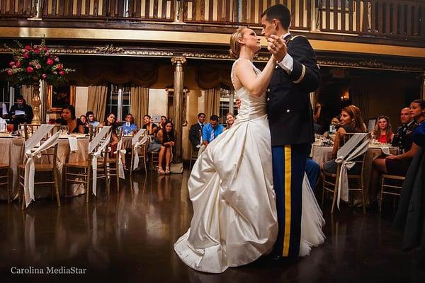 First dance of a military couple at Barclay Villa in Angier, NC.