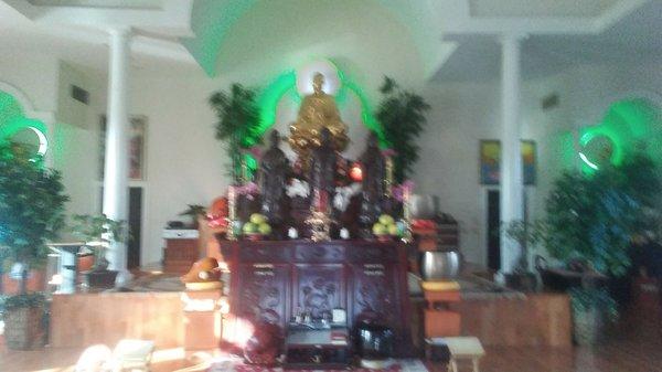 The front of the Temple area that you face as you sit on the cushion meditating.