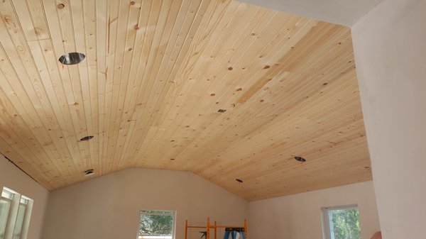 Custom built Cabana with wood ceiling.