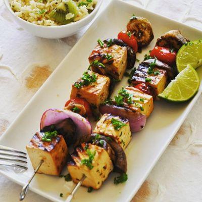 Tofu and Mushroom Skewers