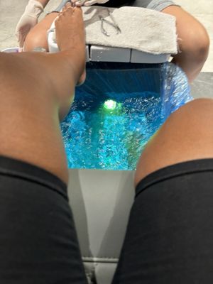 Comfy massage chair while feet soak