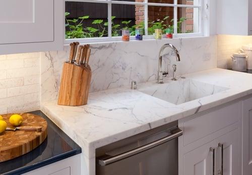 2011 San Francisco Showcase Home Featuring Calcutta Marble with fully integrated marble sink