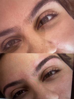 Defined Eyebrows with Thread or wax..