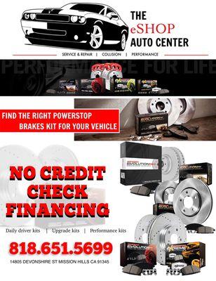 Looking for performance brake kits??? We got them 
No Credit Check Financing available