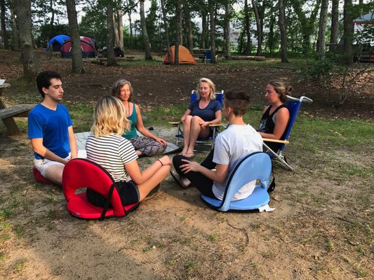 Outdoor meditation during our Cape Cod retreat day.