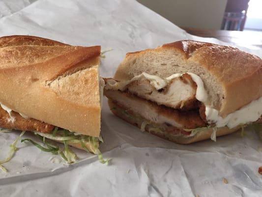 Fried chicken, mozzarella, lettuce, tomato, mayo = excellent.