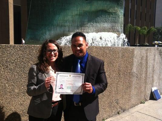 Attorney Nanya Thompson with Client who just became a citizen