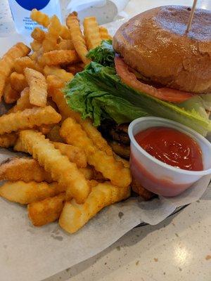 Bacon cheeseburger and the crunchiest fries.  They use seasoned!  Love.