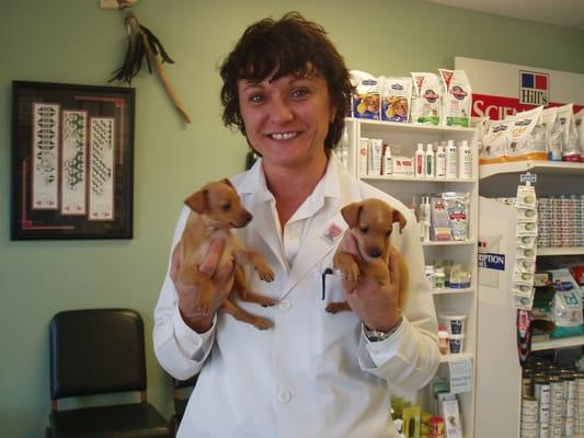 Dr. Boyer and puppies