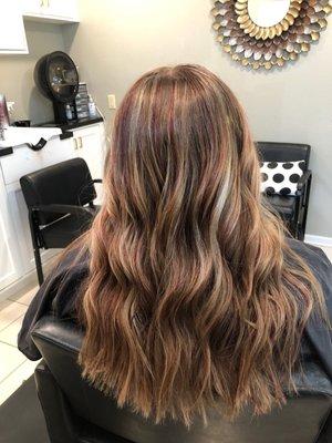 Blonde & Red Highlights