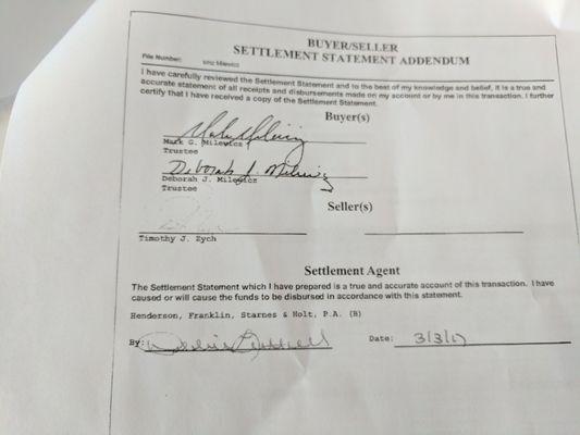 Settlement statement