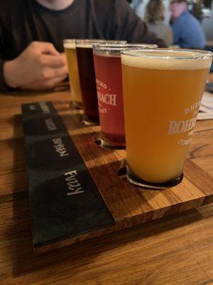 Flights to try a lil of everything - recommend the fuzzy, Scotch and blueberry ale