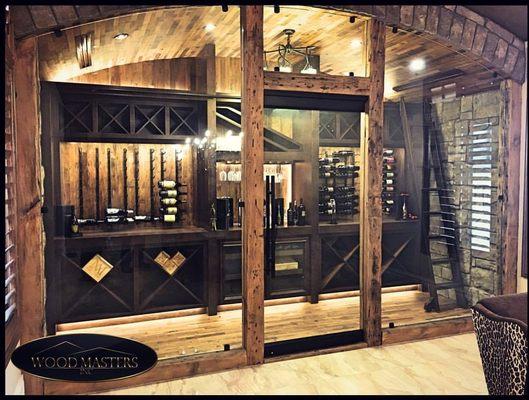 Custom Wine Room Designed, Supplied, and Installed by Wood Masters, Inc.