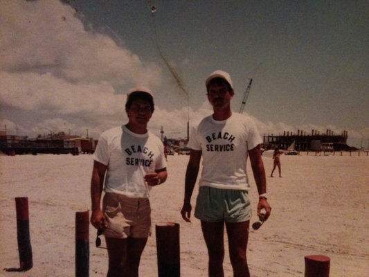 working on the beach back in the day