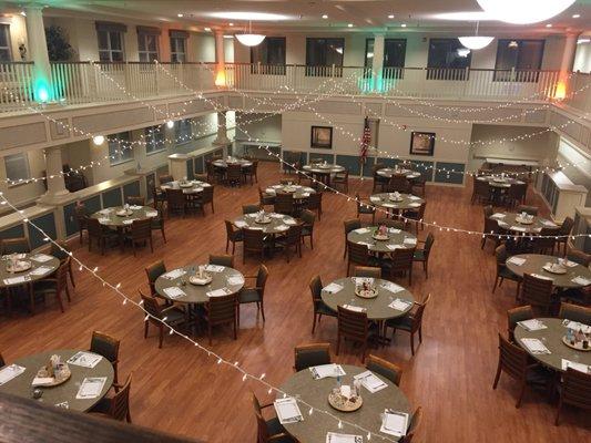 The dining area from the endless balcony (great for walking laps)