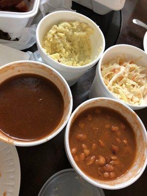 Potato Salad, Bar-B-Q Beans, Cole Slaw, bbq sauce