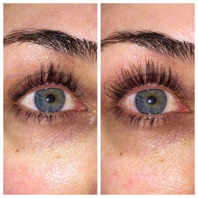 Before and After eyelash lift and tint