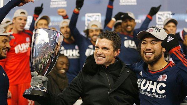 The New England Revolution won the 2014 Eastern Conference Championship. Top scorer Lee Nguyen on the right.