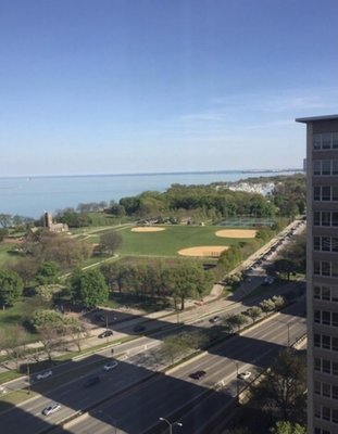 View of Waveland Park and Lake Michigan