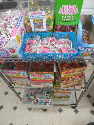 Blow Pops, Watermelon Pops, Laffy Taffy Pops, Rainblo, Gummy Hotdogs, Gummy Hamburgers, Gummy Pizzas .25